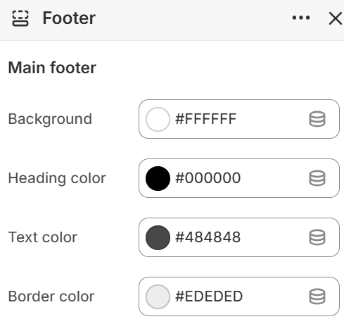 Theme settings — Footer main footer colors