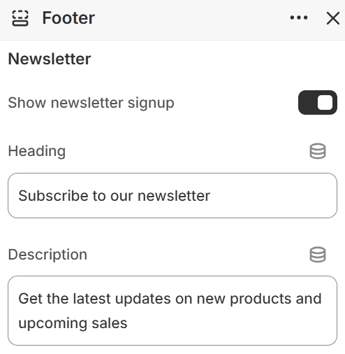 Theme settings — Footer newsletter