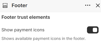 Theme settings — Footer trust elements