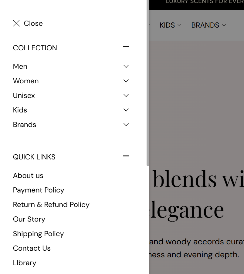 Storefront — mobile menu