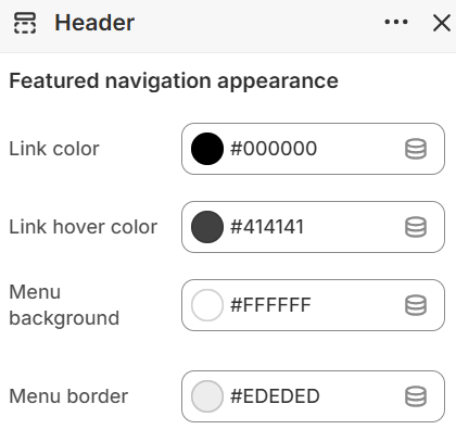 Theme settings — Featured navigation appearance