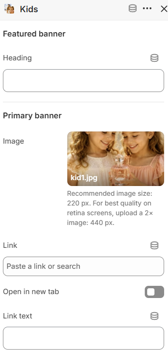 Theme settings — Mega menu banner images