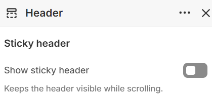 Theme settings — Sticky header