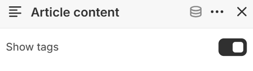 Show tags setting for the Article content block