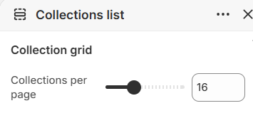 Collections per page setting for the Collections list section