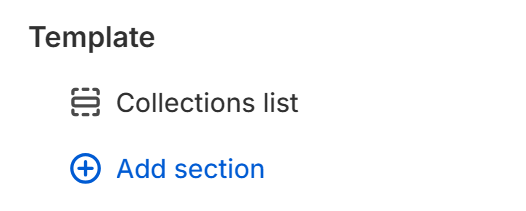 Collections list template in the Fragrance Shop theme editor sidebar