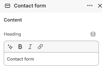 Heading setting for the Contact form section