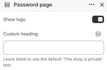Show logo and custom heading settings for the Password page section