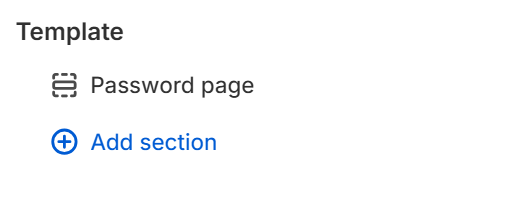 Password page template in the Fragrance Shop theme editor sidebar