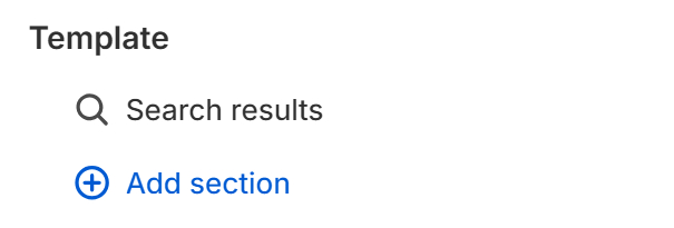 Search template with Search results section in the Fragrance Shop theme editor sidebar