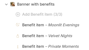 Where to find the Banner with benefits section in the Shopify theme editor