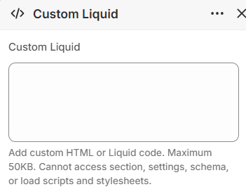 Custom Liquid code field and section spacing in the Fragrance Shop Shopify theme editor