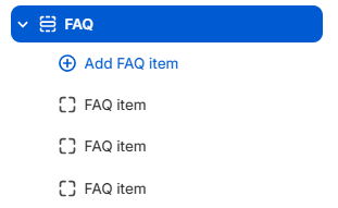 FAQ section and FAQ item blocks in the Fragrance Shop theme editor