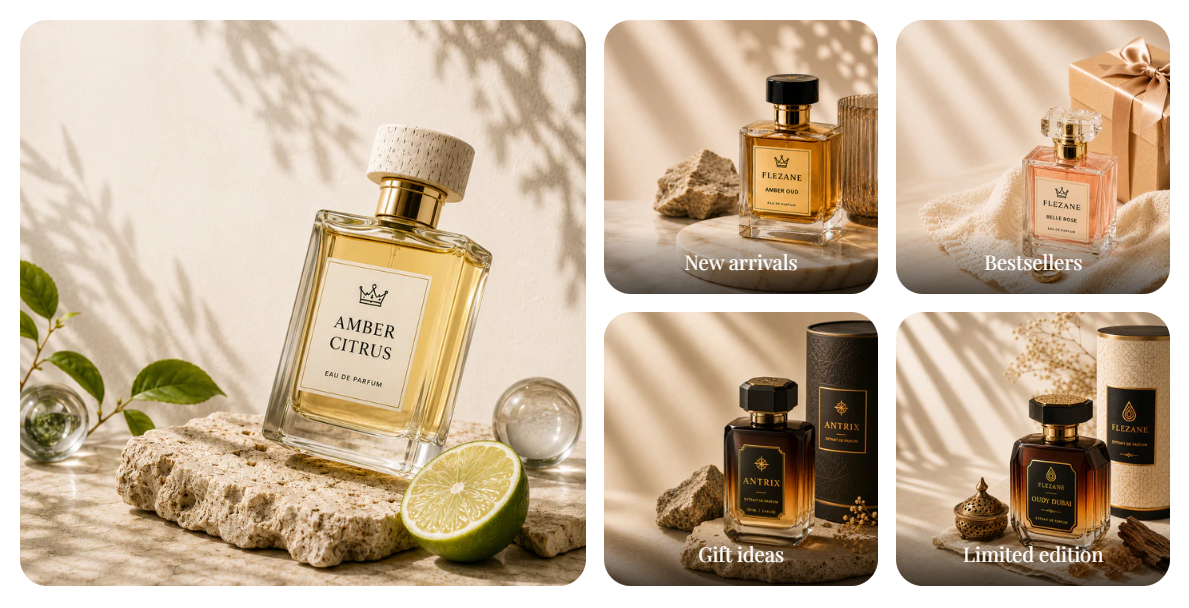 Featured banner grid section preview on the Fragrance Shop storefront