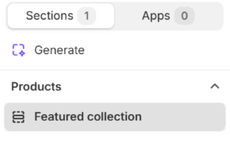 Featured collection section in the Shopify theme editor