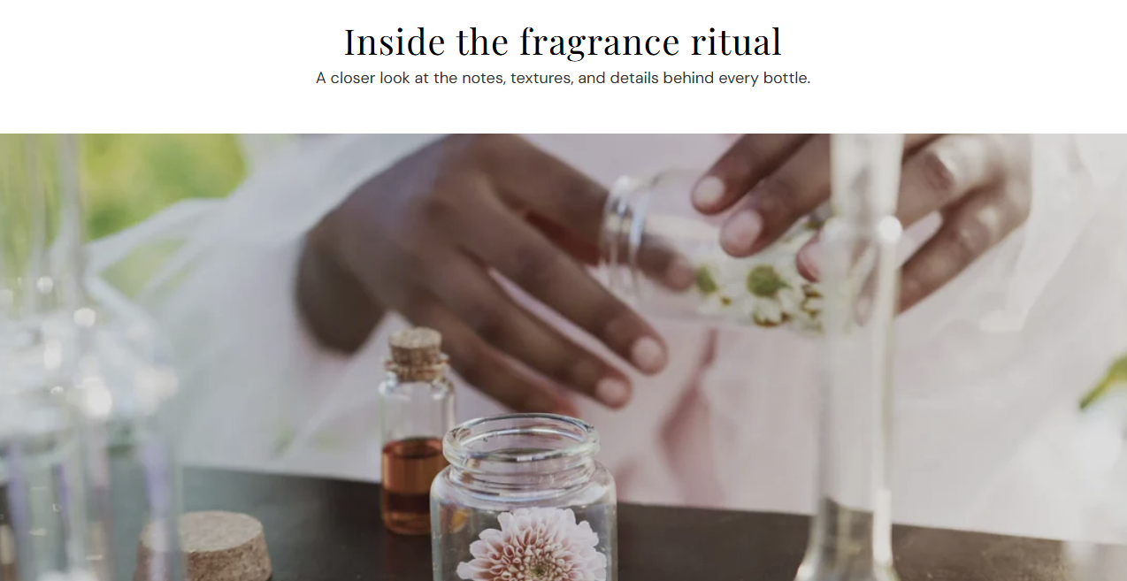 Full-width media section preview on the Fragrance Shop storefront