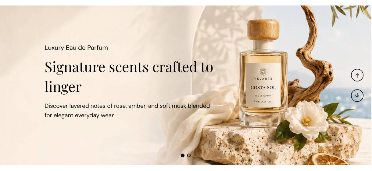 Image slideshow section preview on the Fragrance Shop storefront