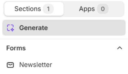 Newsletter in the Add section list under Forms