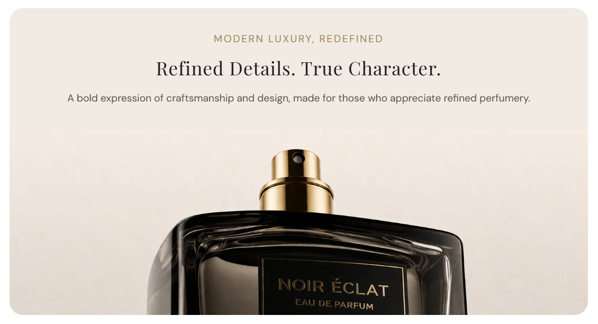 Product banner section preview on the Fragrance Shop storefront