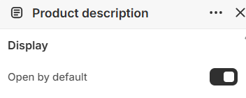 Product description display settings in the Fragrance Shop Shopify theme editor