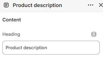 Product description content settings in the Fragrance Shop Shopify theme editor