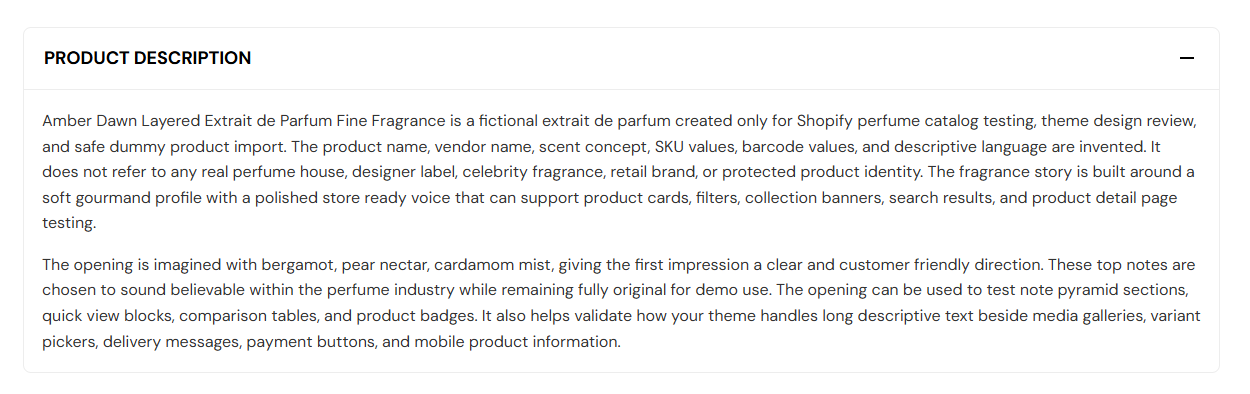 Product description section preview on the Fragrance Shop product page