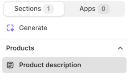Product description section on the Default product template in the Fragrance Shop theme editor