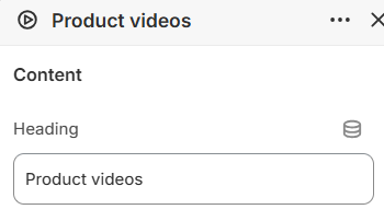 Product videos content settings in the Fragrance Shop Shopify theme editor
