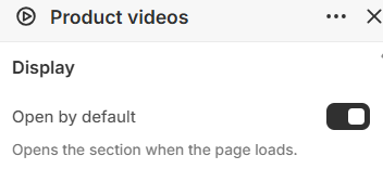 Product videos display settings in the Fragrance Shop Shopify theme editor