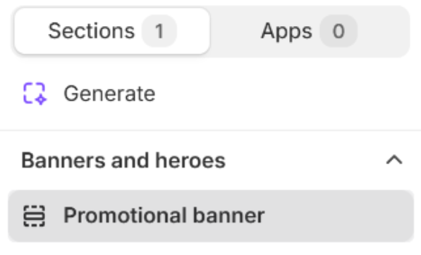 Promotional banner in the Add section list under Banners and heroes