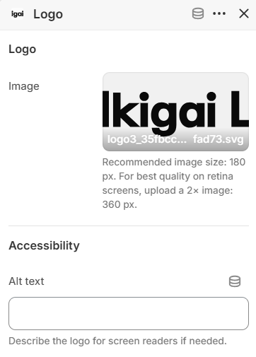 Logo block settings for the Reviews and logos section in the Fragrance Shop Shopify theme editor