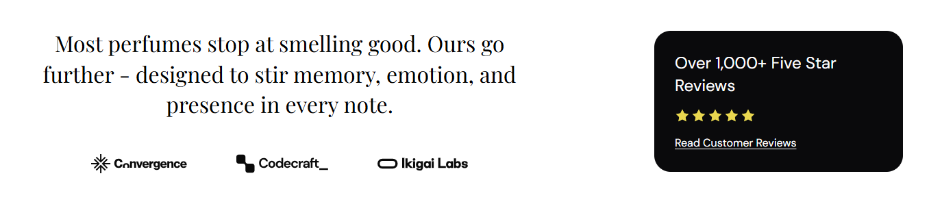 Reviews and logos section preview on the Fragrance Shop storefront