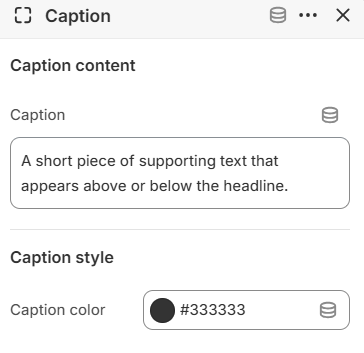 Rich text Caption block settings in the Fragrance Shop Shopify theme editor