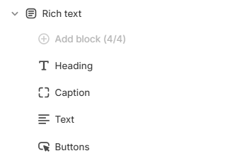 Rich text section and content blocks in the Fragrance Shop theme editor