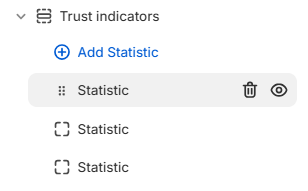 Trust indicators section and Statistic blocks in the Fragrance Shop theme editor