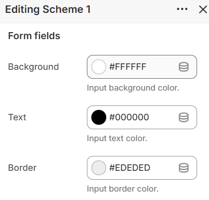 Color scheme editor — Form fields