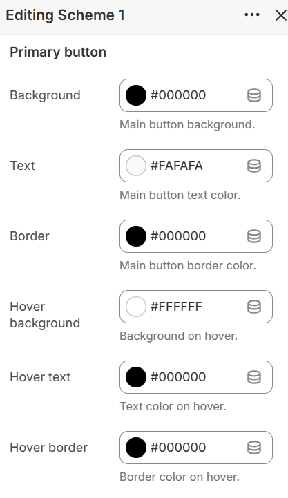 Color scheme editor — Primary button colors