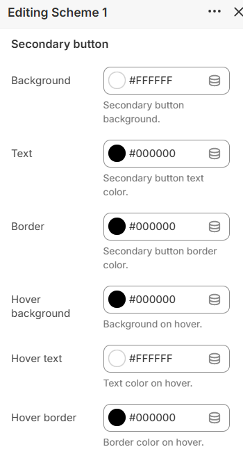 Color scheme editor — Secondary button colors