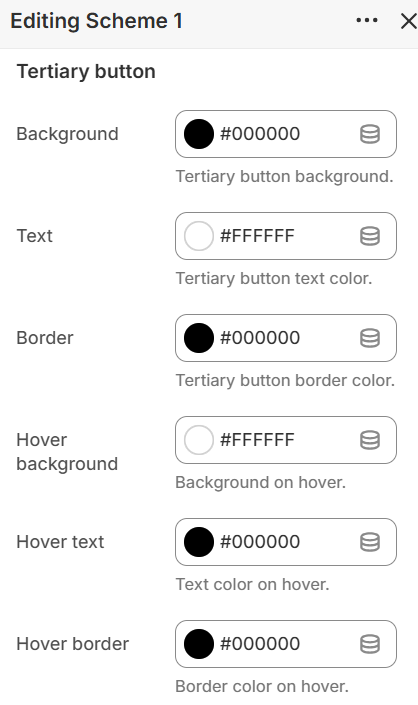 Color scheme editor — Tertiary button colors
