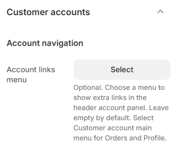 Theme settings — Customer accounts — Account navigation
