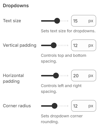 Theme settings — Form fields — Dropdowns
