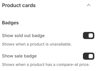 Product cards — Badges