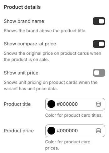 Product cards — Product details