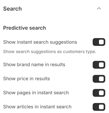 Theme settings — Search — Predictive search