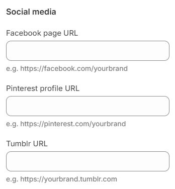 Theme settings — Social media — Profile links