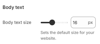 Theme settings — Typography — Body text size